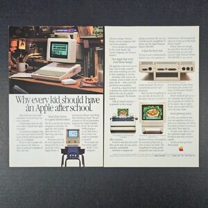 1985 Apple IIc Personal Home Computer Vintage Print Ad Color Monitor Modem Shop